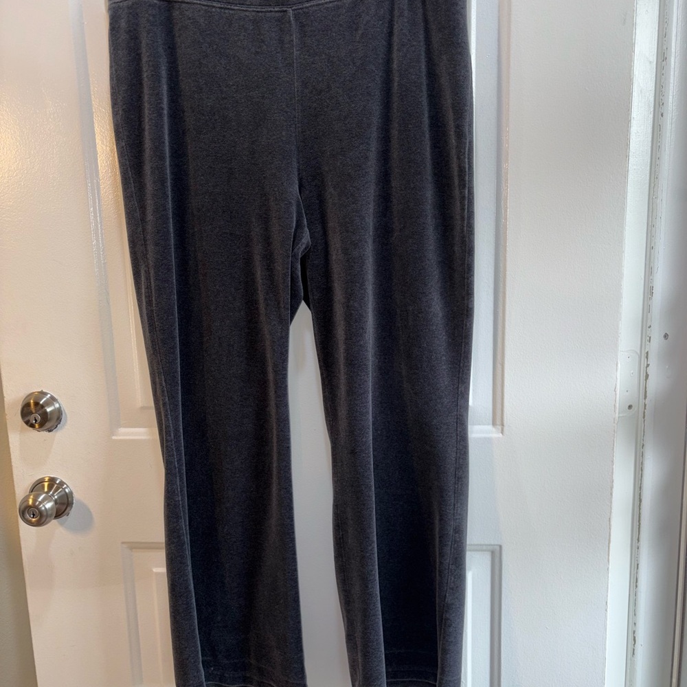 Vintage Style & Co XL Grey Velour Flair Leg Jogger Pants with Elastic Waistband